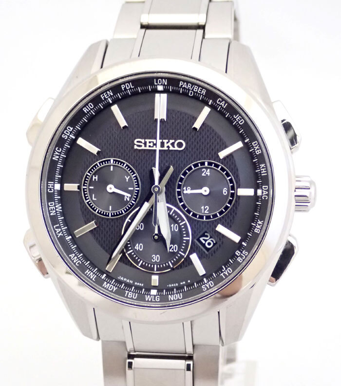 Seiko Bright Solar Titanium Men's Watch SAGA197 Black Dial Radio Clock