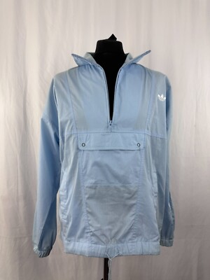 Damen Adidas Jacke Windbreaker Mantel Vintage 80/90er hellblau Baumwolle Größe 6