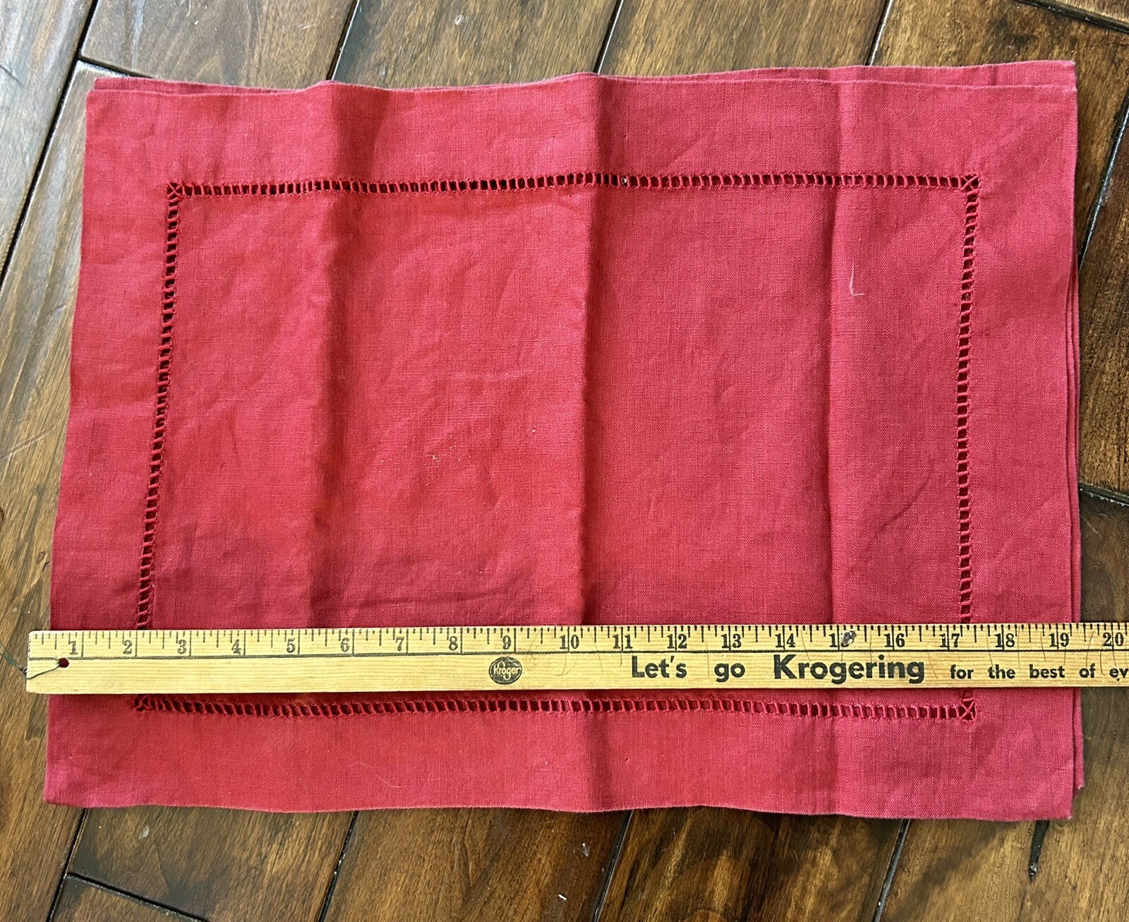 Pottery Barn Belgian Linen Hemstitch Placemats 3 Red To Add To Your Own Stash eBay