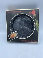 Vintage Veropa Clear Cut Glass 3 Section Hors D’oeuvres Relish Dish Original Box