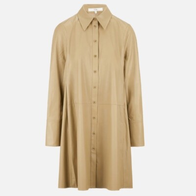 Tibi Faux Leather Shirt Dress Button Up Tan Beige Size 6 New | eBay