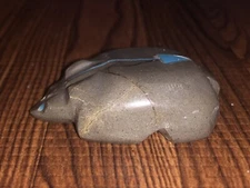 1.79” Long Native Zuni Carved Stone Bear Fetish Signed Josh Leki