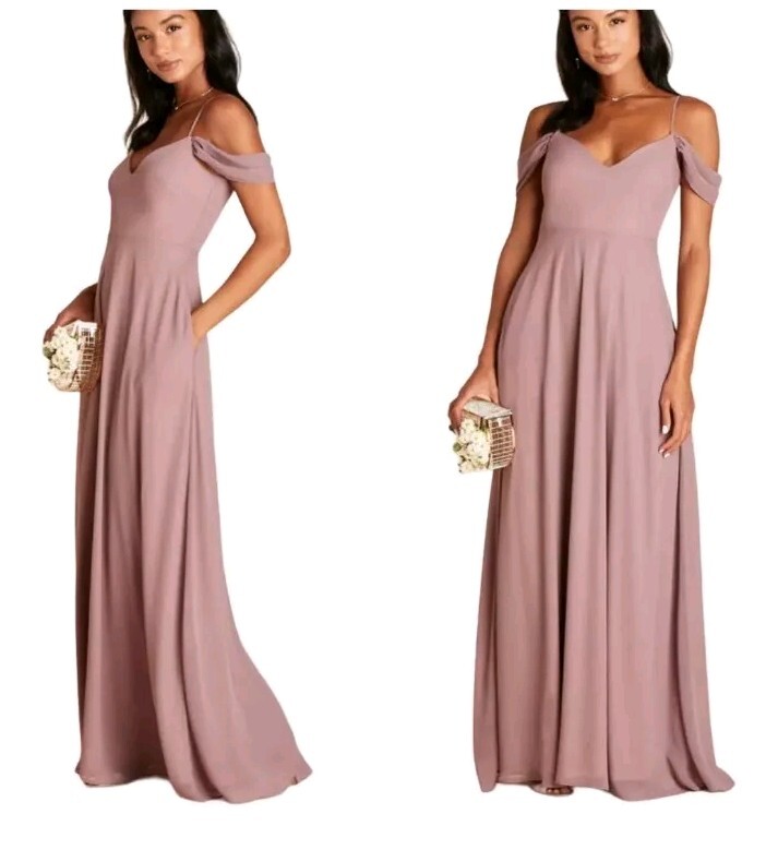 princess polly baby blue dress Birdy Grey Formal Maxi Bridesmaid Dress in Chiffon in Mauve Size Small  (3/4) OC