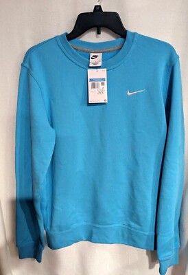 Nike Men's Light Blue Solo Swoosh Fleece Crew Sweatshirt (637902