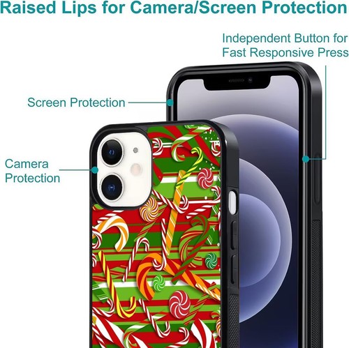 Candy Canes Green snowflakes Shockproof Case For Samsung Galaxy Apple - Picture 13 of 25