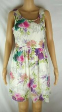 Charming Charlie Ivory Floral Print Sleeveless Sundress Women's Small Polyester 
