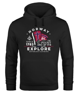 Hoodie Herren Norway Explore norwegische Flagge Norwegen Kapuzen-Pullover