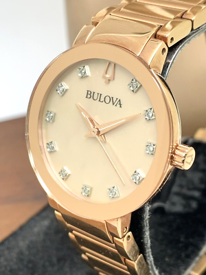 【新品】BULOVA レディースクォーツ腕時計/ダイヤモンド使用 Bulova Women's Watch 97P132 Quartz Diamond Dial Rose Gold