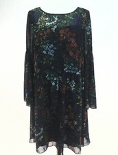 Ralph Lauren Floral Dress LRL Navy Red Babydoll 2 Pc Bell Sleeve sz 10 $160 New