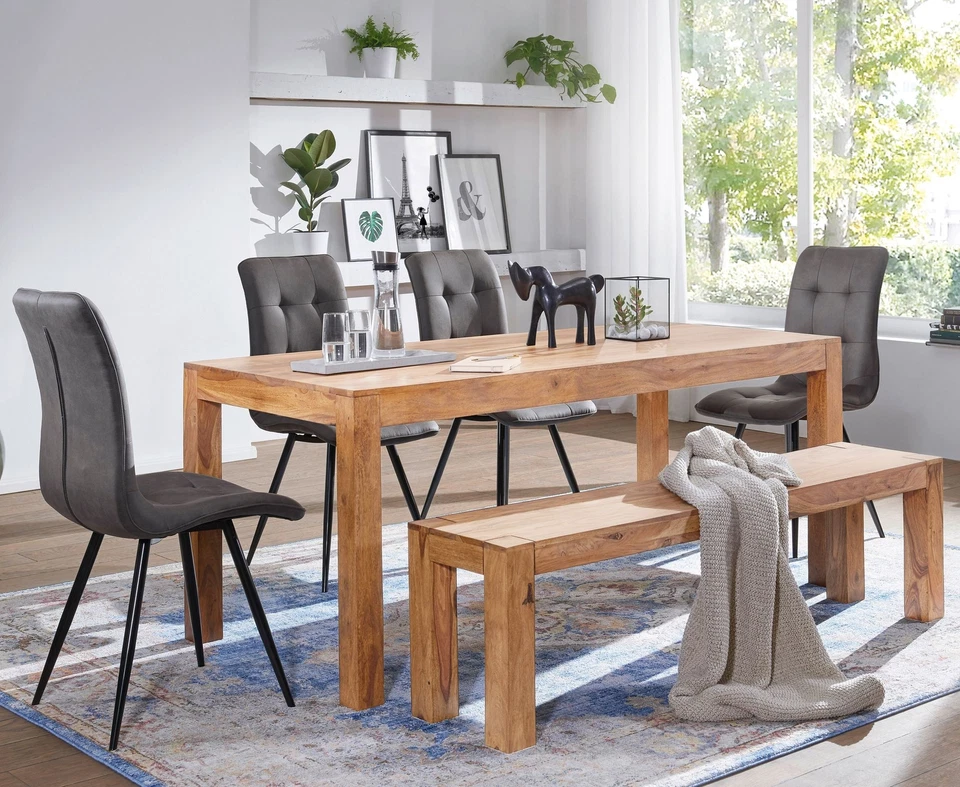 FineBuy Sitzbank 120 cm Massivholz Akazie Esszimerbank Bank Küchenbank Holzbank - Bild 2 von 4