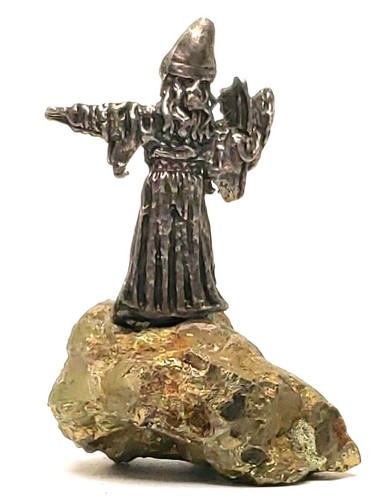 Wizard con supporto in pirite - miniatura peltro ""Micro - Foto 3 di 7