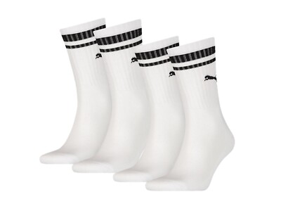 Puma Unisex Crew Heritage Stripe Socken Tennis 4er 6er 8er 10er 12er Pack White
