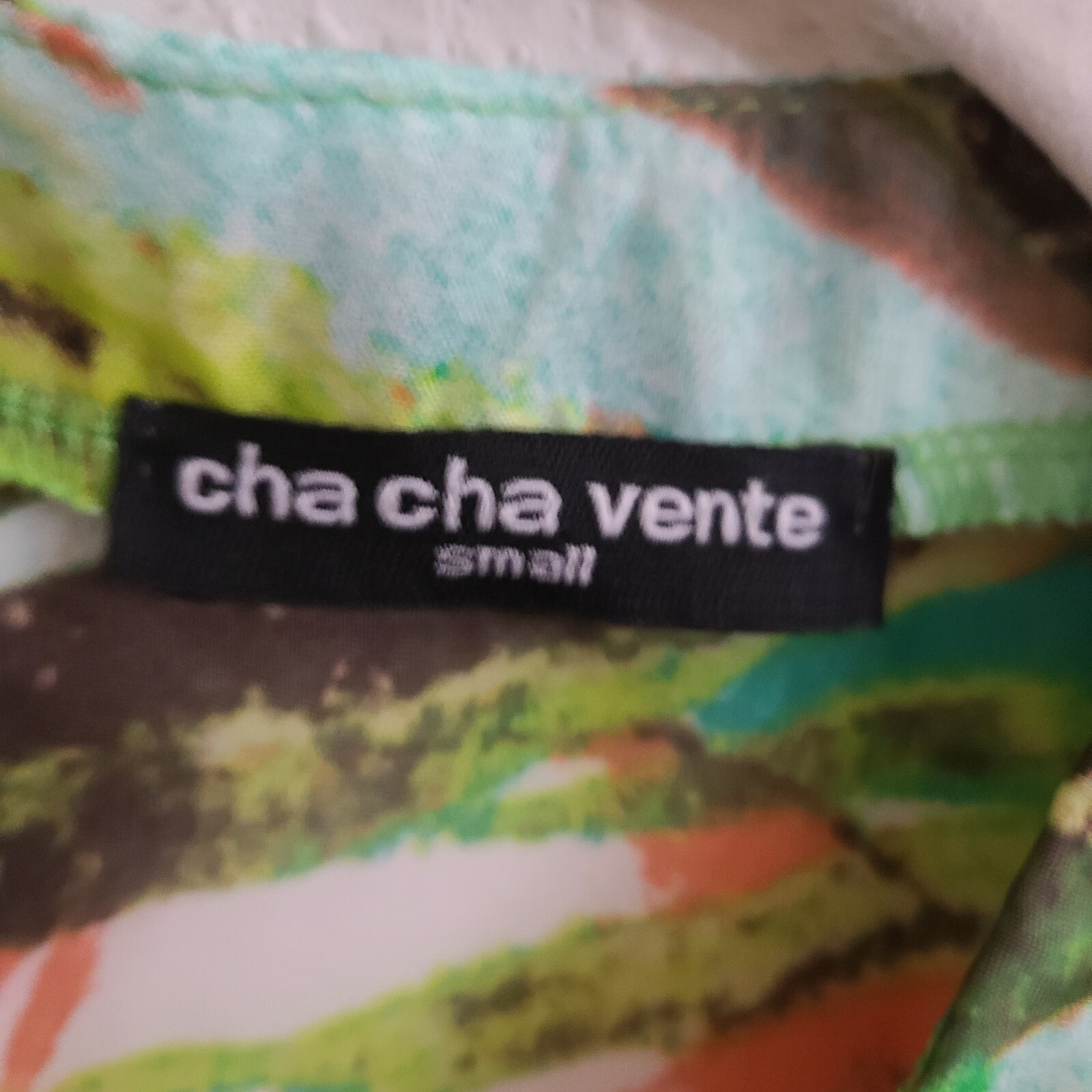 Cha Cha Vente Green Multi-Colored Split Neck 3/4 … - image 4