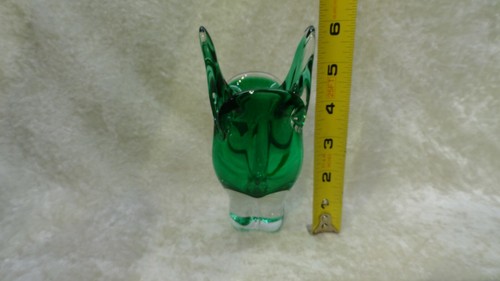 Egermann Czech Republic Bohemian Modern Art Glass Vase Beautiful VIBRANT GREEN - Picture 6 of 8