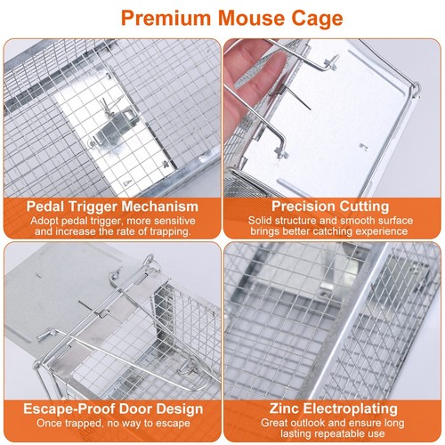 Large 2-Door Rat Trap Cage Humane Live Animal Trap for Chipmunks Mouse Rodents - Picture 7 of 13