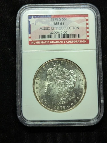 1878 S $1 Silver Morgan Dollar NGC MS61 Music City Collection #051