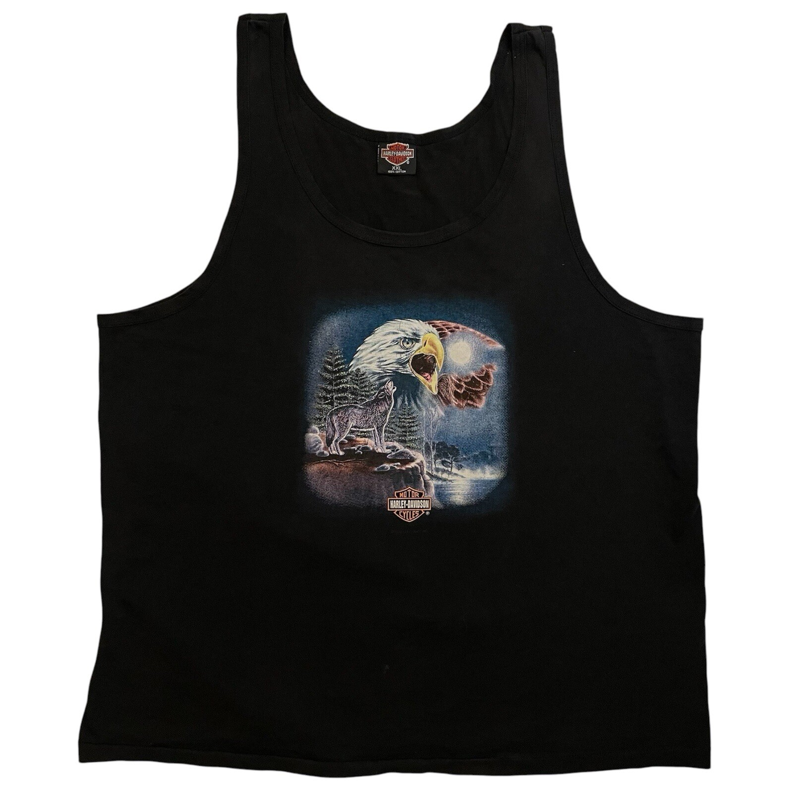 VTG Harley Davidson Tank Top Single Stitch 90’s Biker Motorcycle Eagle Wolf WA