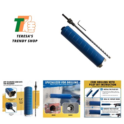 2'' Diamond Dry Core Bit for Brick and Block with SDS Plus Pilot Bit Adapter, ...