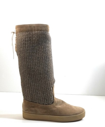 Kate Spade New York Women Beige Brown Suede Knit Tall Cardy Boots Size 10 Italy - Picture 4 of 9