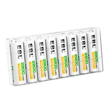 8Pc AA Rechargeable Batteries 2800mAh NI-MH 1.2V Battery w/ Box Premium Fresh