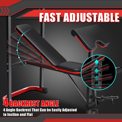660lbs Weight Bench Folding Bench Press Adjustable w/Rack Strength Training Gym - Picture 3 of 8