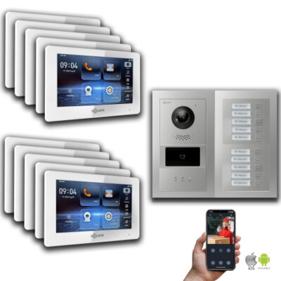 Goliath IP Video Türsprechanlage: 7-Zoll 10 Familienhaus, RFID, Anzeige, Silber
