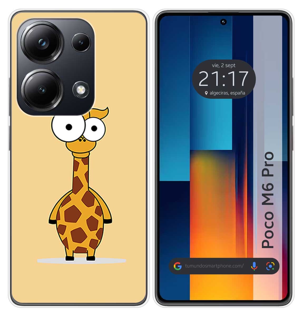 Cover Silicone per Xiaomi Poco M6 Pro 4G Disegno Giraffa Disegni