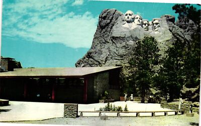 Vintage Postcard- Mt. Rushmore National Memorial and View Building, Black Hills,