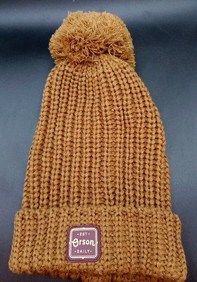 OS Unused RICHARDSON 'ORSON' Pom w Cuff BEANIE Mocha CHUNKY KNIT Snowboard SKI