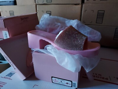 Juicy Couture Harmona Slide Sandals Womens 8 Pink Rhinestone Shoes NWB #00q
