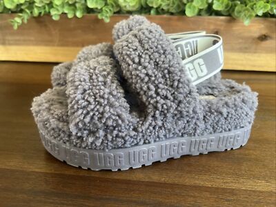 New UGG Sheepskin Fur Platform Fluffy Slippers F27421D Women's