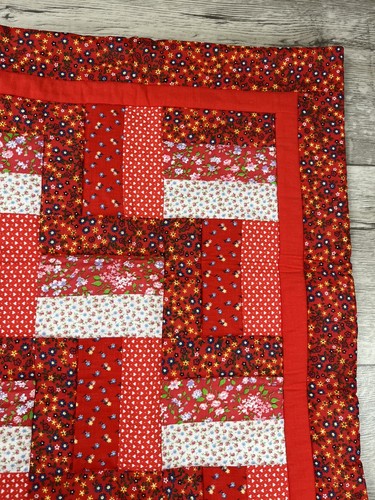 Vintage Blockhaus Baby Puppe Quilt Country American Hand Made Grandmothers Oma - Bild 3 von 9