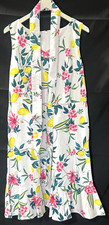 TALBOTS RSVP LIVELY LEMON FIT & FLARE DRESS W/ BELT WOMENS 14P LEMONS & FLOWERS