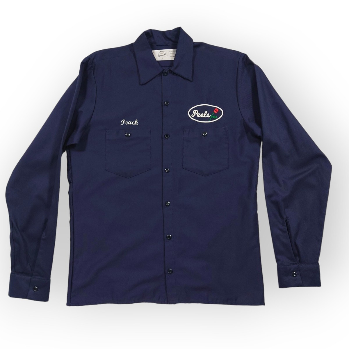 Peels NYC Shirt Mens Small Blue Flower Pockets Work Shirt Long