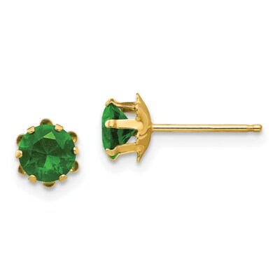 Madi K Kid's  Earrings 14k Yellow Gold  Birthstone May 5mm Post and Push