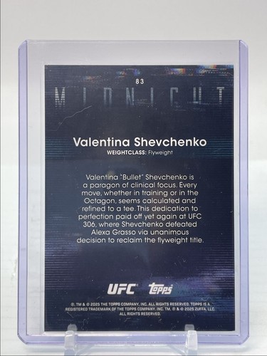 VALENTINA SHEVCHENKO 2025 TOPPS MIDNIGHT UFC MOONRISE PANDORA /25 Q0593 - Picture 2 of 2