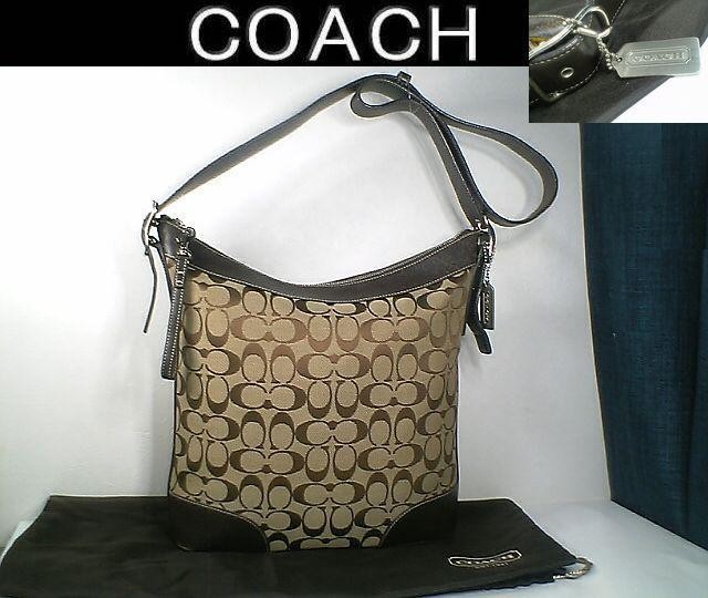 COACH Signature 2WAY Shoulder Bag Authentic Leather Crossbody Purse