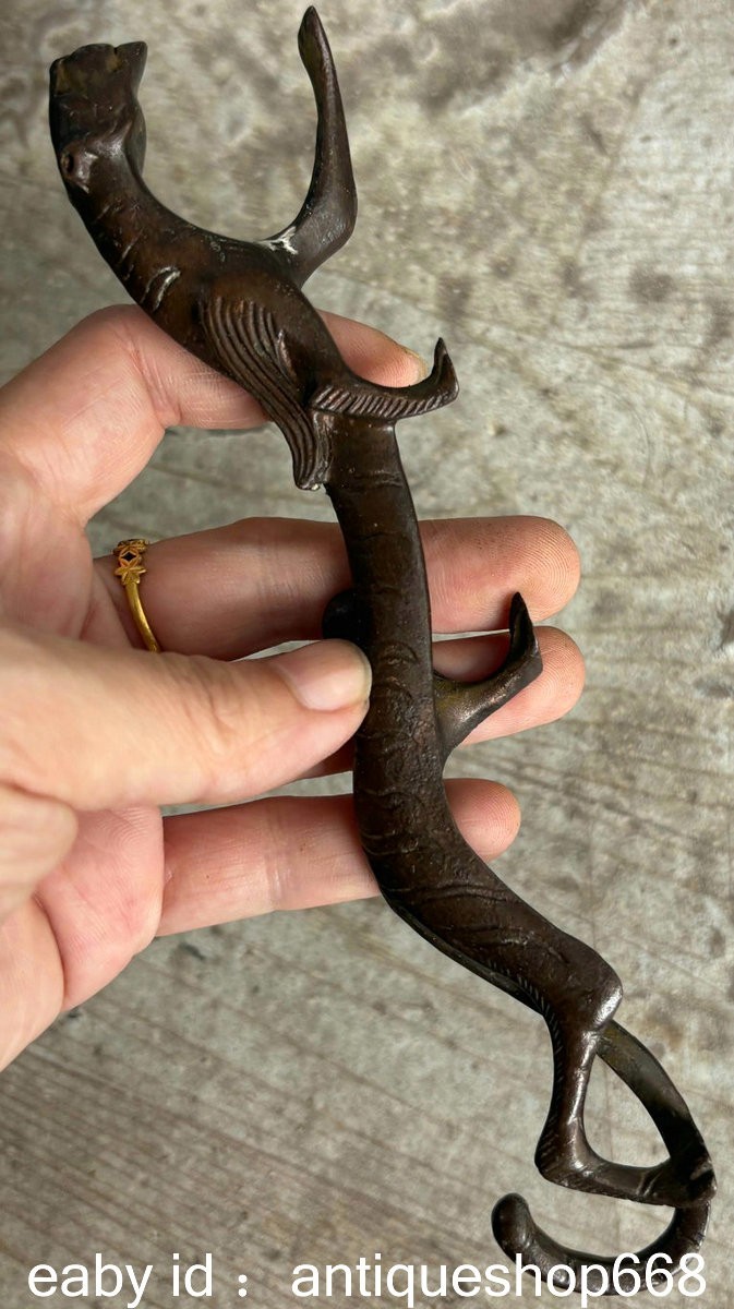 Old Chinese Copper Feng Shui Dragon Pixiu Beast Lucky Statue