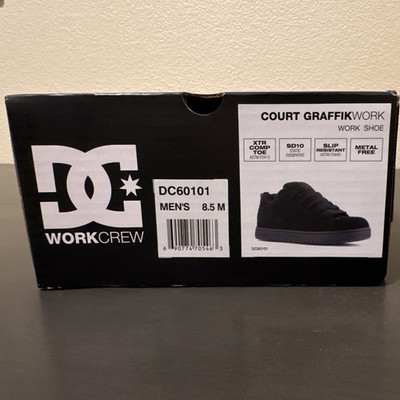 DC Workcrew Court Graffik Work Slip Resistant Black Low Top Lace-Up Sneaker