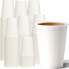 Disposable Paper Cups 12 oz 100 Pack , White Hot Coffee Cups, 12 oz Paper Coffe