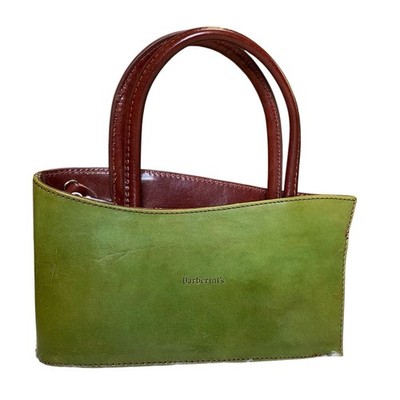 Vtg Barberini s Firenze Italian Leather Handbag Olive Green Y2K Missing Strap