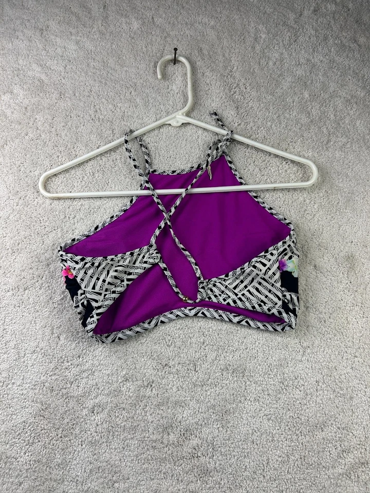 Top de bikini Jessica Simpson para mujer grande cuello alto floral traje de baño Foto 3 de 4