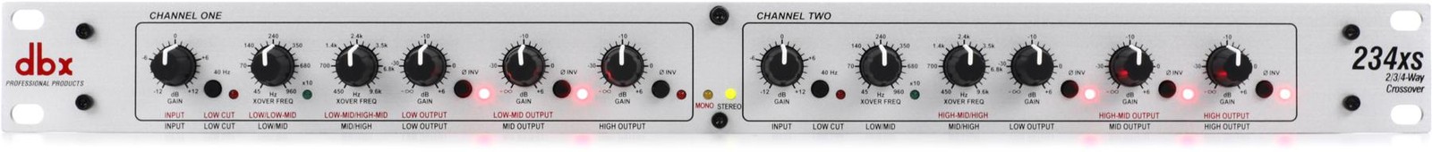 Dbx 234xs 2-/3-стереофонический, 4-полосный монофонический кроссовер