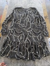 LOFT 😁Womens Long Sleeve Dress Size L Black/white Light Waight