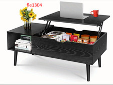Wood Lift Top Coffee Table with Hidden Compartment and Large Storage Shelf
