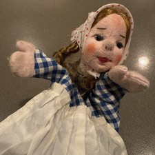 VTG Hand Puppet 1960 Kasperpuppe Curt Meissner Dresden Toy Germany Young Girl
