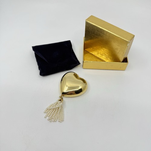 Estee Lauder Golden & Pearl Heart Lucidity Powder Compact 90's New With Box RARE