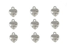 ALIMITOPIA 60pcs BEST FRIEND Lettering Charm Peach Heart Shape Double-side