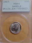 PCGS Gen 1.2 RATTLER Sample 1960 Roosevelt Dime MS64