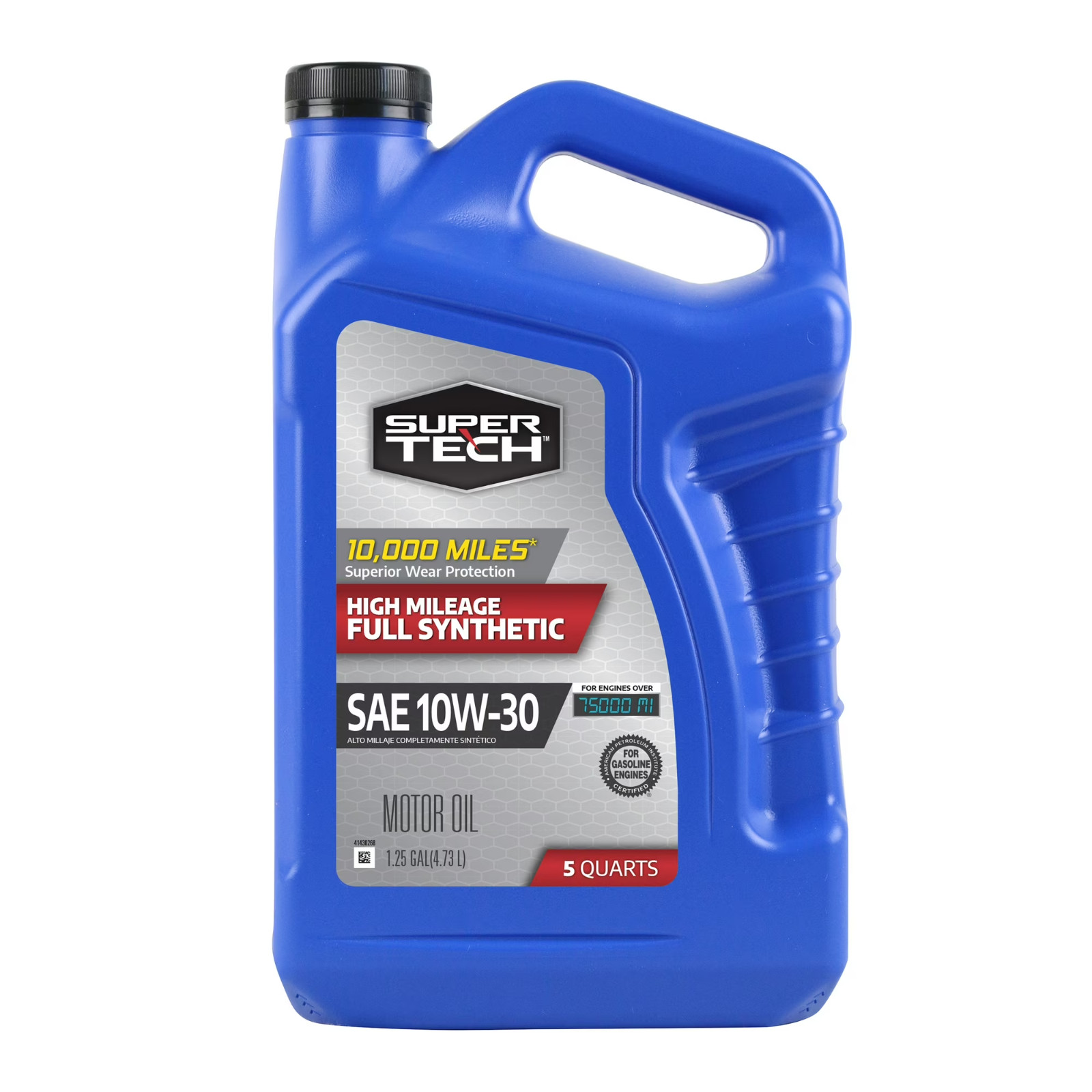 Super Tech High Mileage Full Synthetic SAE 10W-30 Motor Oil, 5 Quarts, 2 Packs